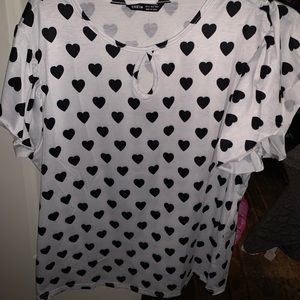 5 for $20! All Over Heart Print Butterfly Sleeve Tee